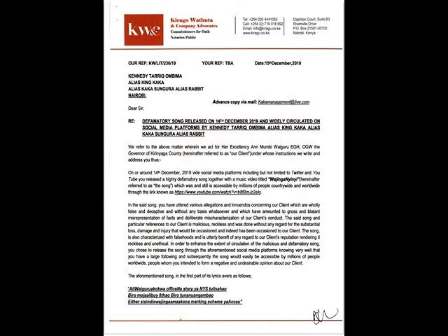 Video thumbnail for Wajinga Nyinyi: KING KAKA: Governor Waiguru  Threatens to Sue King Kaka