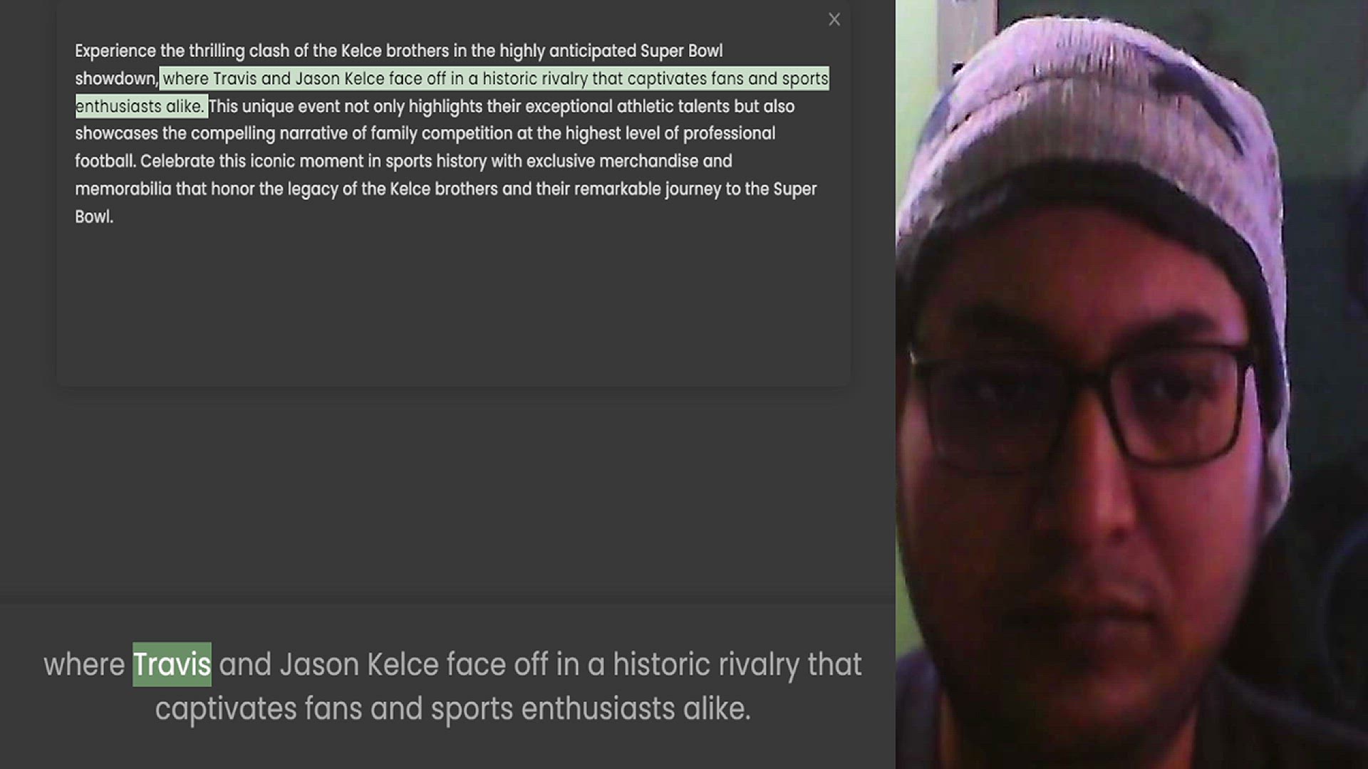 Video thumbnail for Experience the thrilling clash of the Kelce brothers in the highly anticipated Super Bowl showdown, where Travis and Jason Kelce face off in a historic rivalry that captivates fans and sports enthusiasts alike. This unique event not only