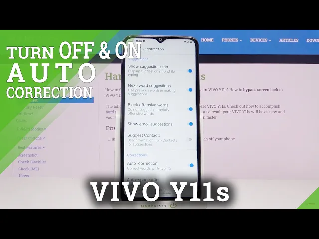 Video thumbnail for Adjust Auto Correction Feature in Vivo Y11s - Enter Text Correction Options