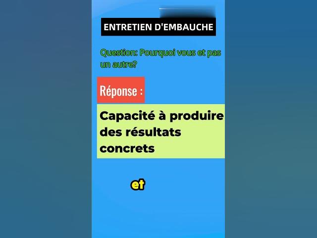 Video thumbnail for Comment répondre à la question d'entretien d'embauche: "Pourquoi vous et pas un autre ?" #Exemple 1