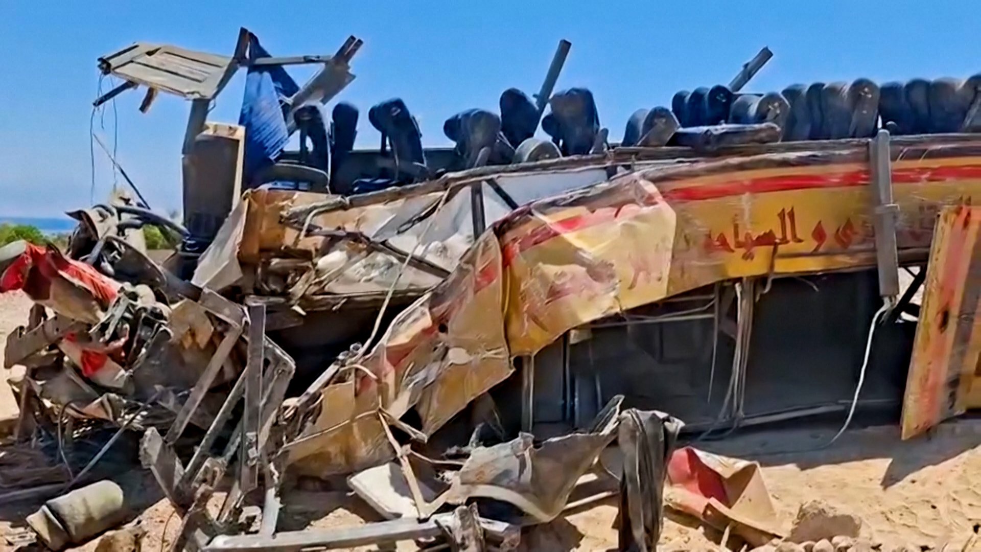 Video thumbnail for Deadly bus crash in Egypt’s Sinai kills 22, injures 28