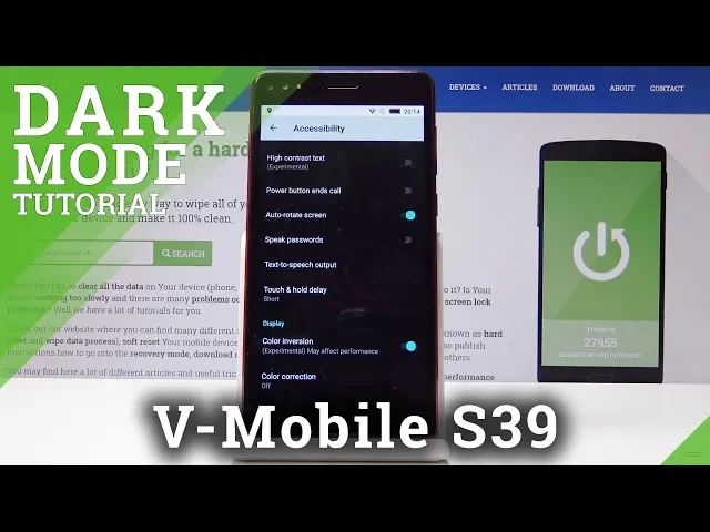 Video thumbnail for How to Invert Colors in V-Mobile S39 - Switch On Dark Theme