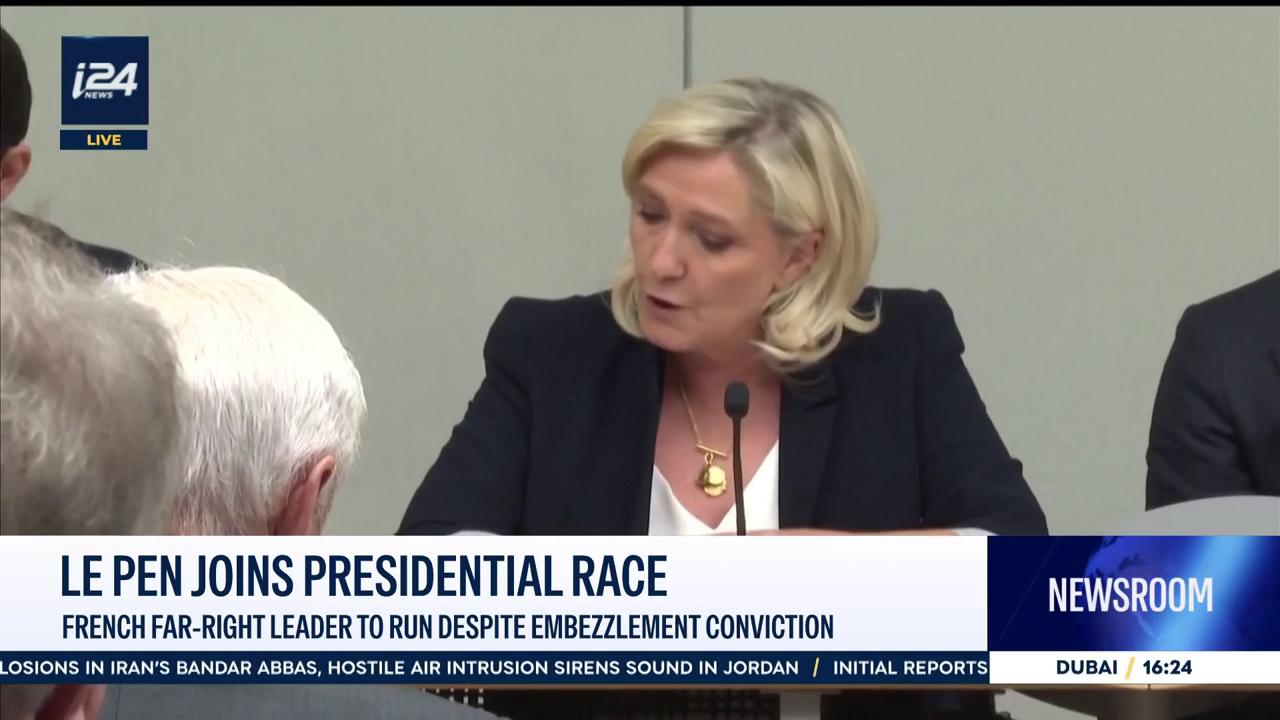Video thumbnail for Le Pen joins presidential race: French far-right leader to run despite embezzlement conviction