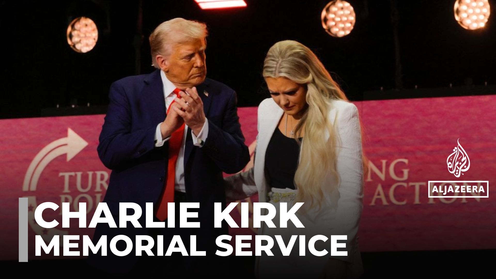 Video thumbnail for Trump joins thousands at memorial for right-wing US activist Charlie Kirk