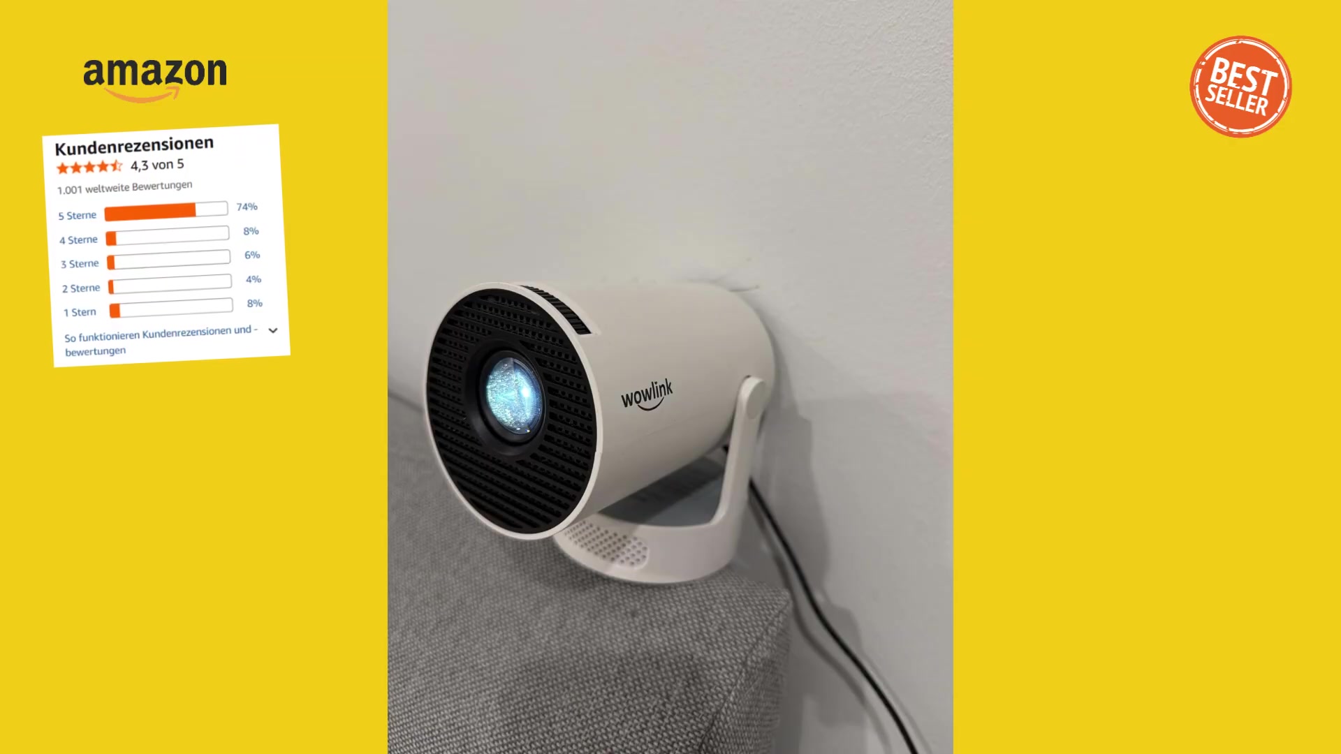 Video thumbnail for Der beste Mini-Projektor zum kleinen Preis! | Testbericht zum um 180° drehbaren 4K-Beamer