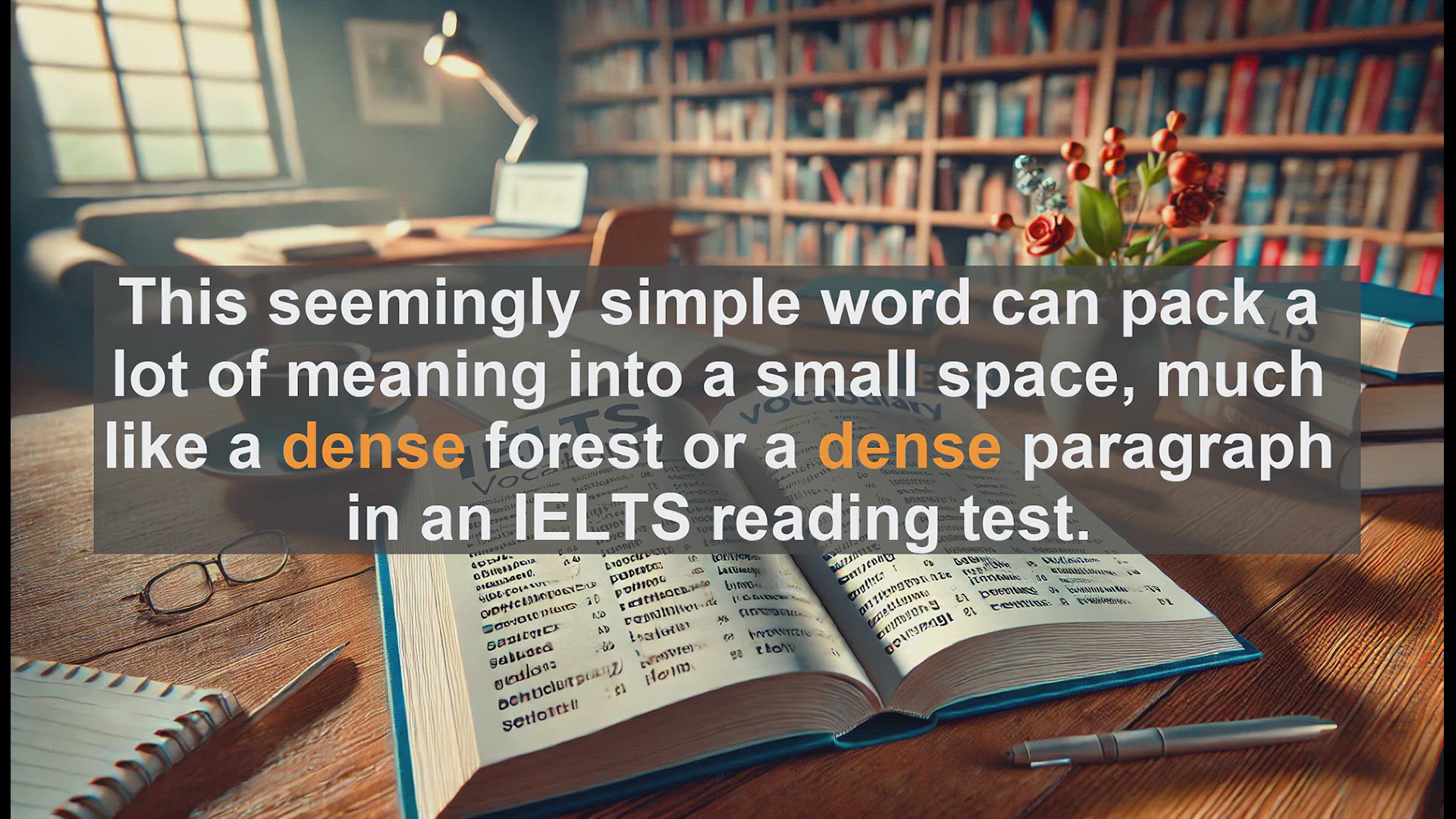 'Video thumbnail for 2500 Must Know IELTS 6.5 Vocabulary - Understanding 'Dense': Boost Your IELTS Vocabulary'