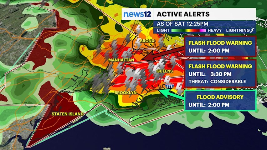 Video thumbnail for STORM WATCH: Smoke & strong storms in Brooklyn; flash flood alerts issued