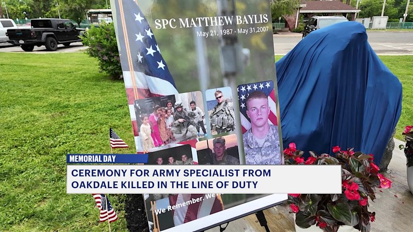 Video thumbnail for Oakdale community unveils memorial for fallen U.S. Army hero Matthew Baylis