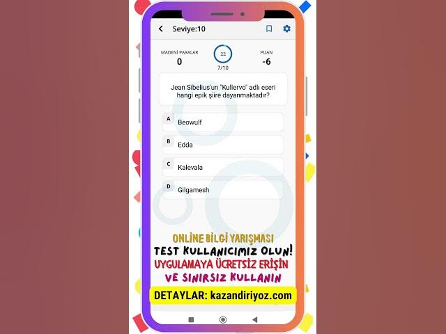 Video thumbnail for Online Bilgi Yarışması - Uygulamaya Ücretsiz Erişin -  Muhteşem Özellikler! #onlinebilgiyarışması 32