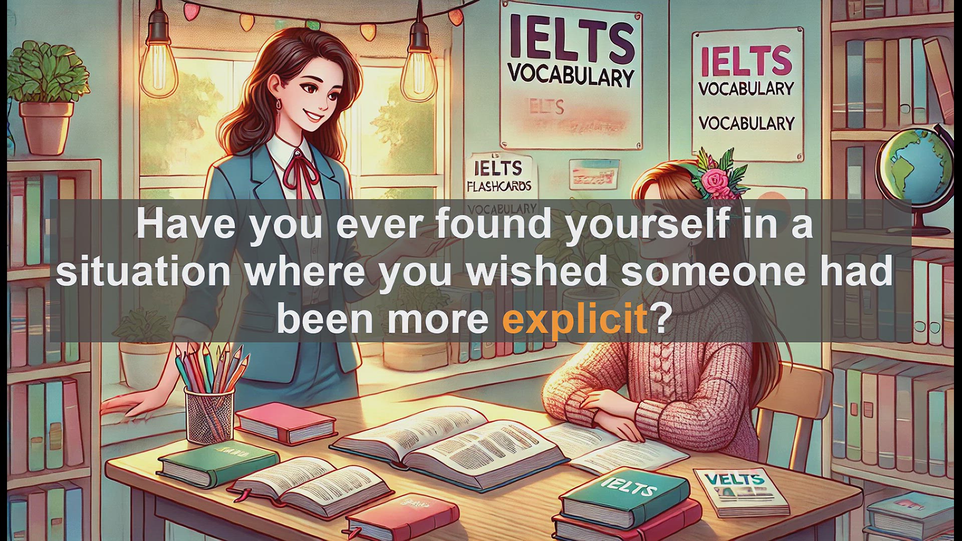 'Video thumbnail for 5000 Must Know IELTS 8.0 Vocabulary - Understanding 'Explicit': Boost Your IELTS Score with Clear Communication'