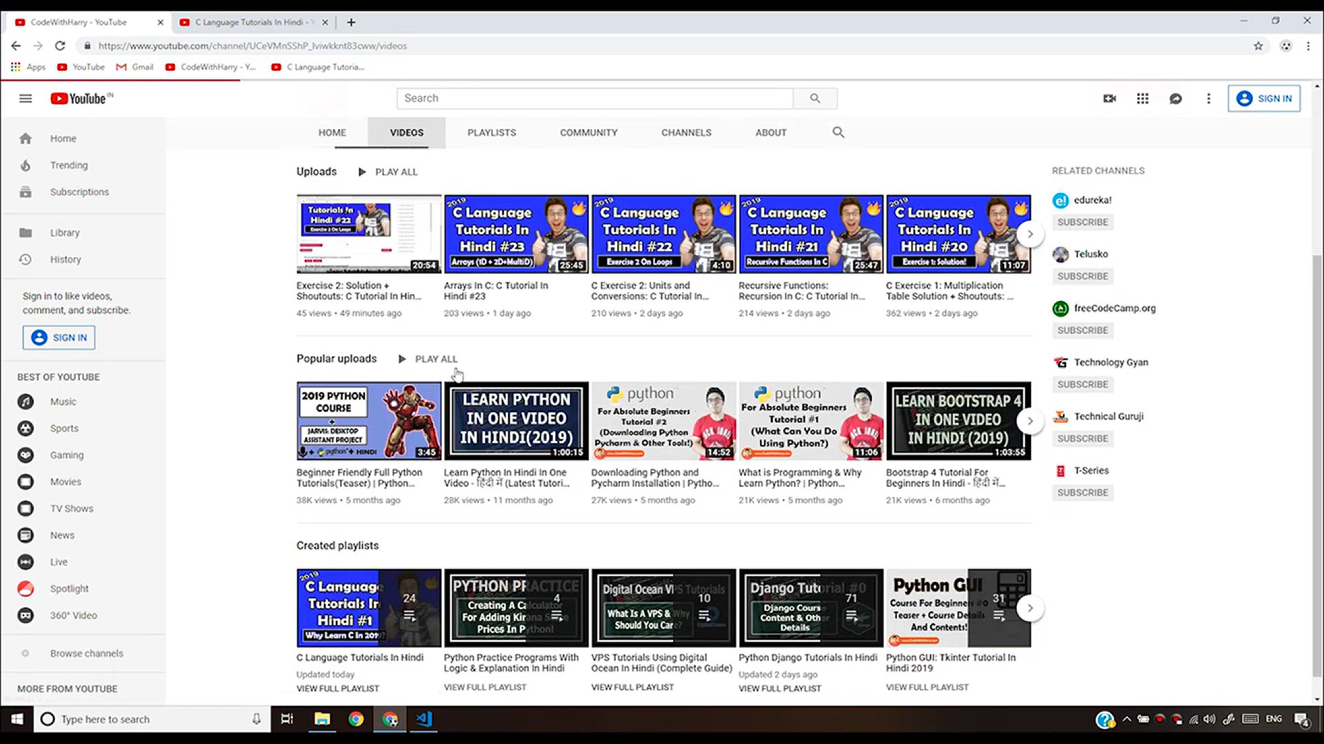 'Video thumbnail for Exercise 3 On Recursions_ C Tutorial In Hindi #25'