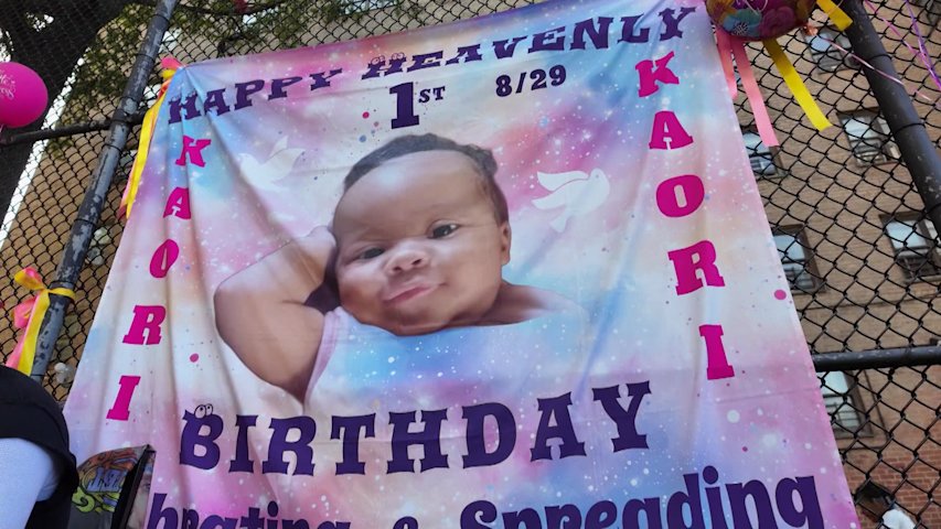 Video thumbnail for Family honors baby girl killed by stray bullet in Bushwick on what would have been her first birthday