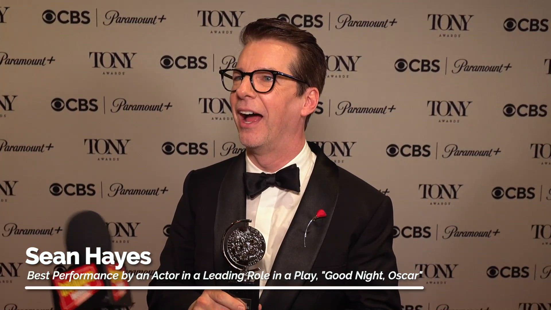 Video thumbnail for Video: Sean Hayes Celebrates Tony Win for 'Best Leading Actor in a Play'