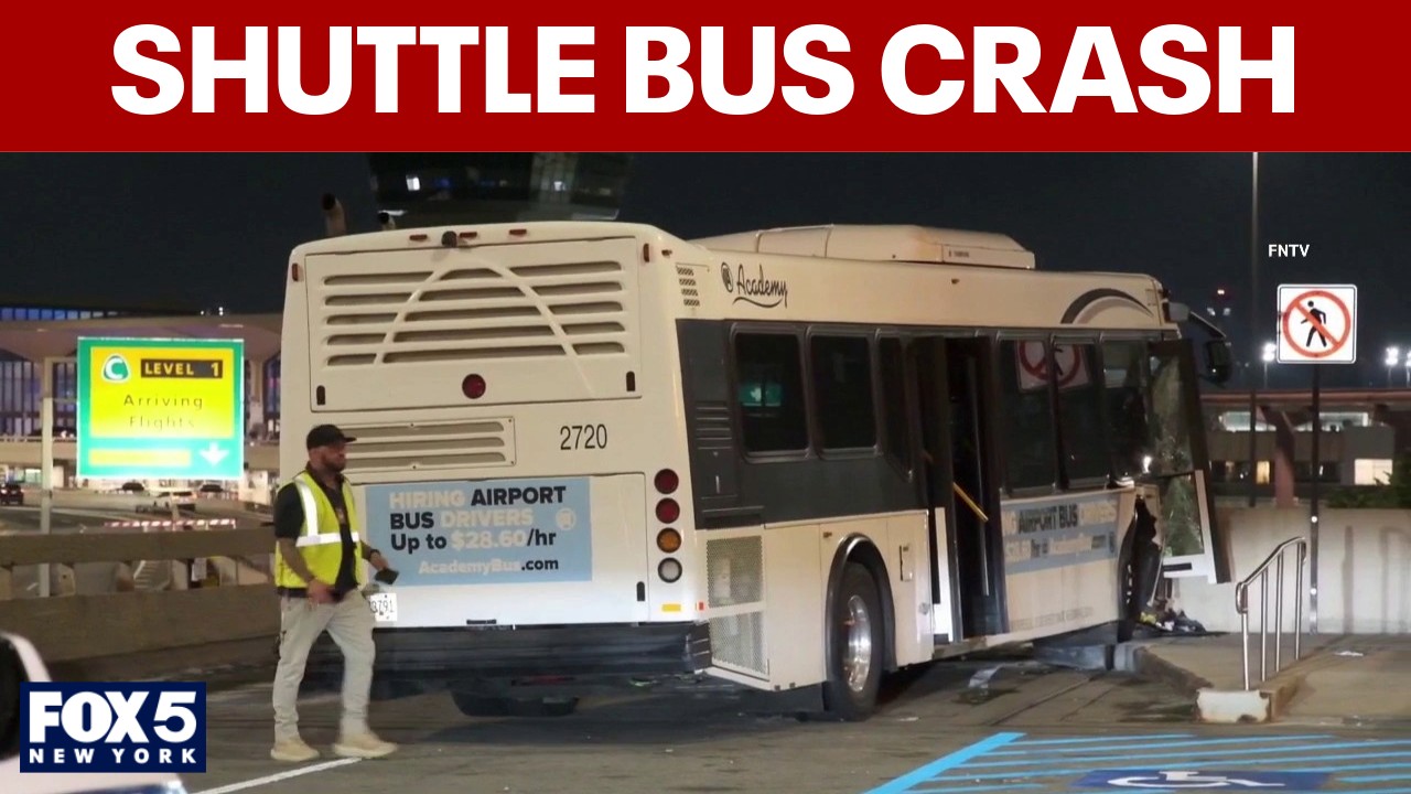 Video thumbnail for 13 injured in shuttle bus crash at Newark Airport, officials say