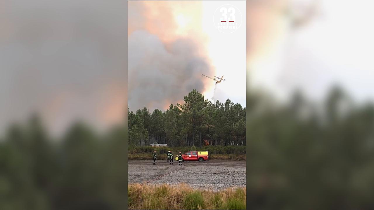 Video thumbnail for France: Firefighting efforts continue in Gironde, France (2).