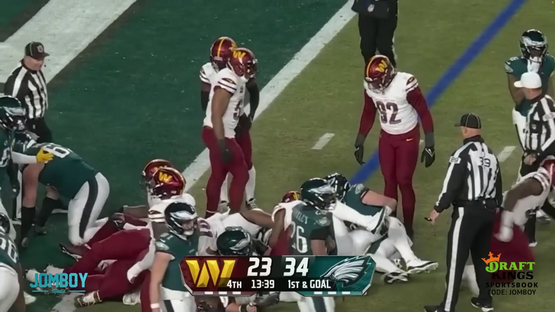 'Video thumbnail for Referees threaten Commanders with a rule that would give the Eagles a free touchdown, a breakdown'
