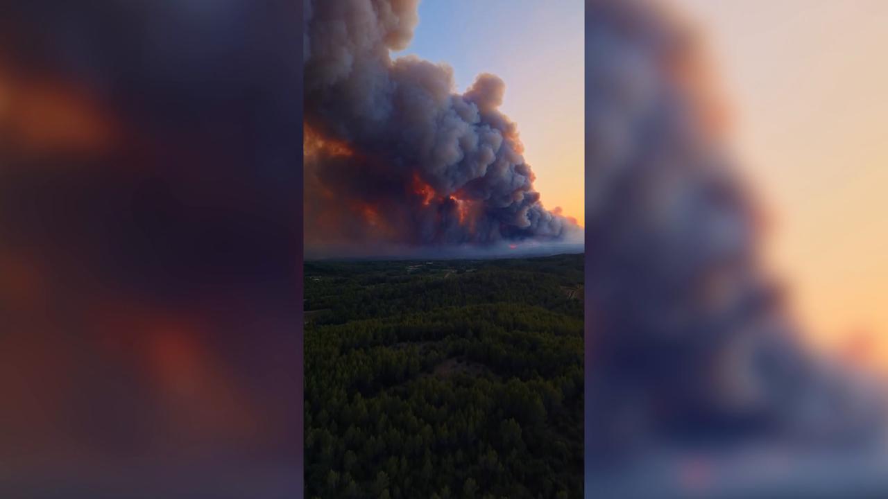 Video thumbnail for France: DRONE - Wildfire burns over 6,000 acres in southeastern France.