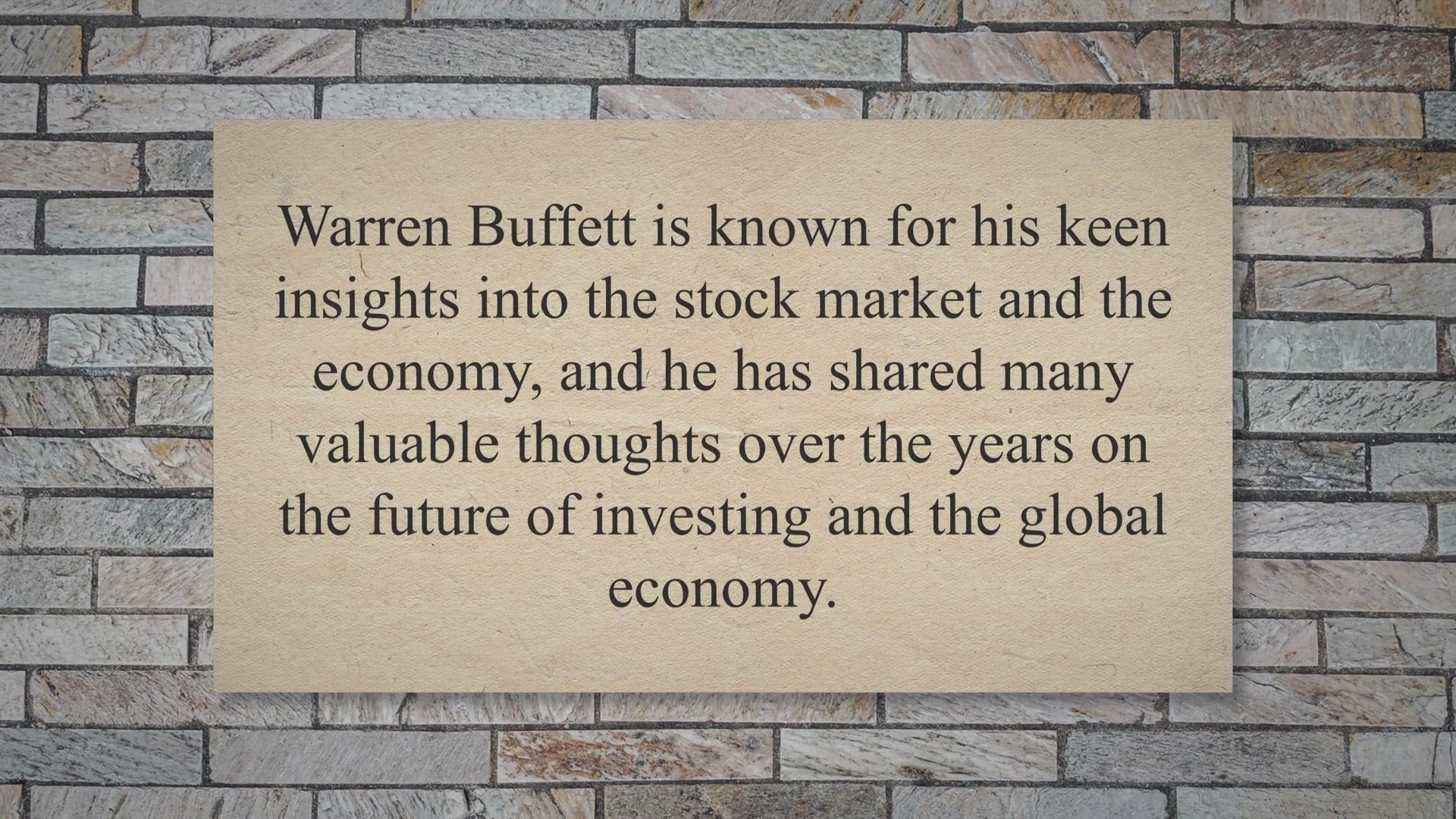 'Video thumbnail for Warren Buffett's Thoughts on the Future:'