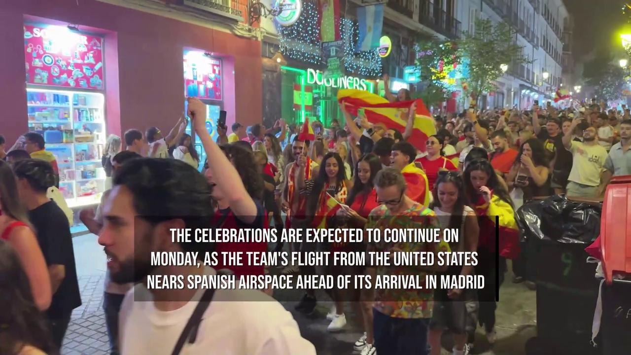Video thumbnail for Spain Celebrates Through the Night After World Cup Glory.