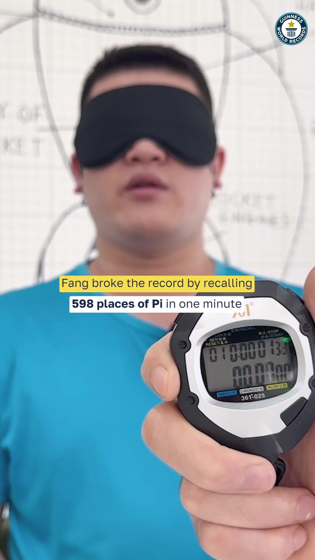Video thumbnail for Most decimal places of Pi recalled in one minute - 598 by Fang Zhao