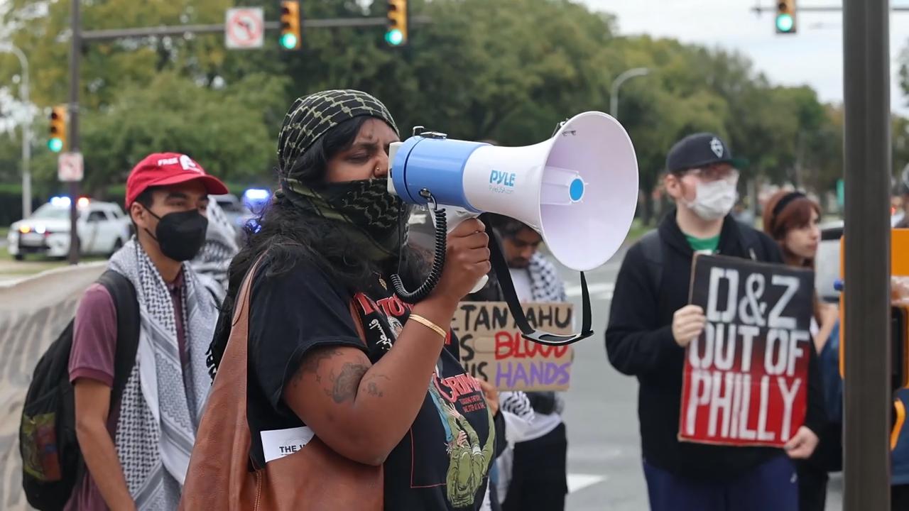Video thumbnail for Pro-Palestinian Protest Outside Ed Sheeran Concert in Philadelphia.