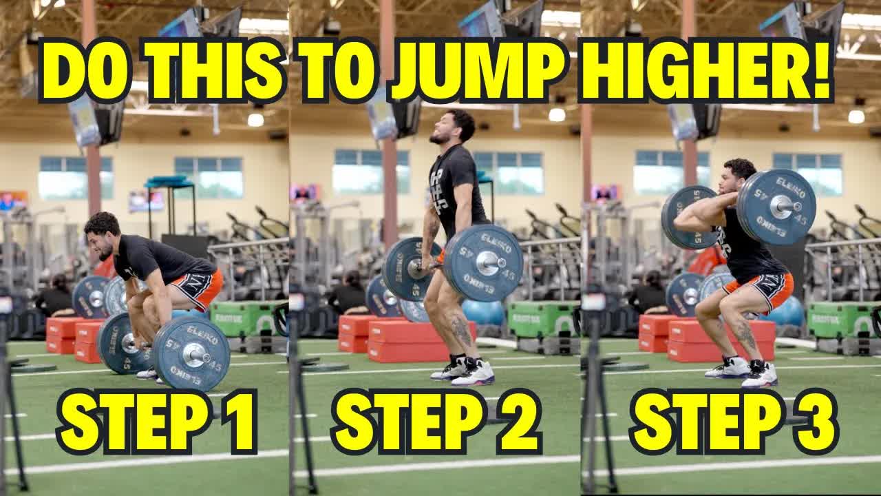 Video thumbnail for Power Clean & Hex Bar Jumps: Athletic Training & Strength Workout