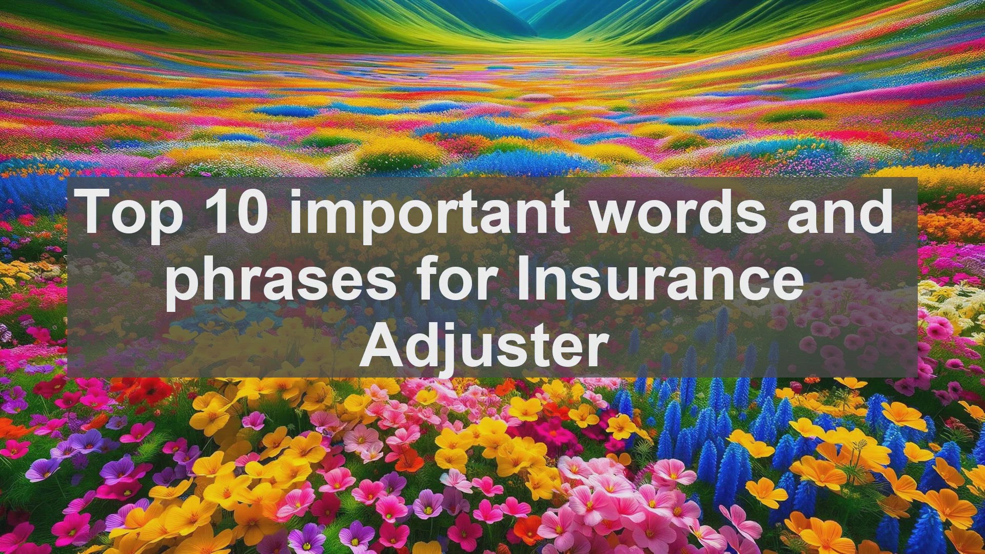 'Video thumbnail for Top 10 important words and phrases for Insurance Adjuster'