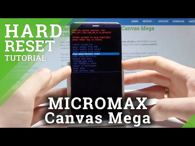 Video thumbnail for Hard Reset  MICROMAX Canvas Mega - Screen Lock Removal / Factory Reset