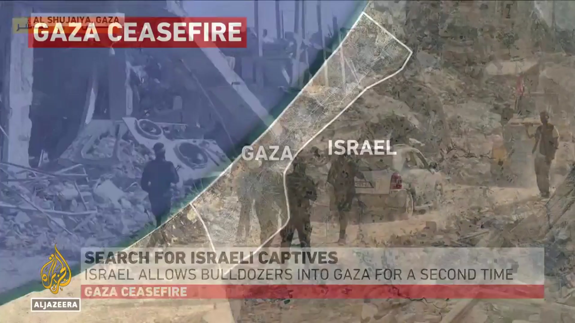 'Video thumbnail for Israel allows bulldozers into Gaza to find bodies of captives, but not to clear debris'
