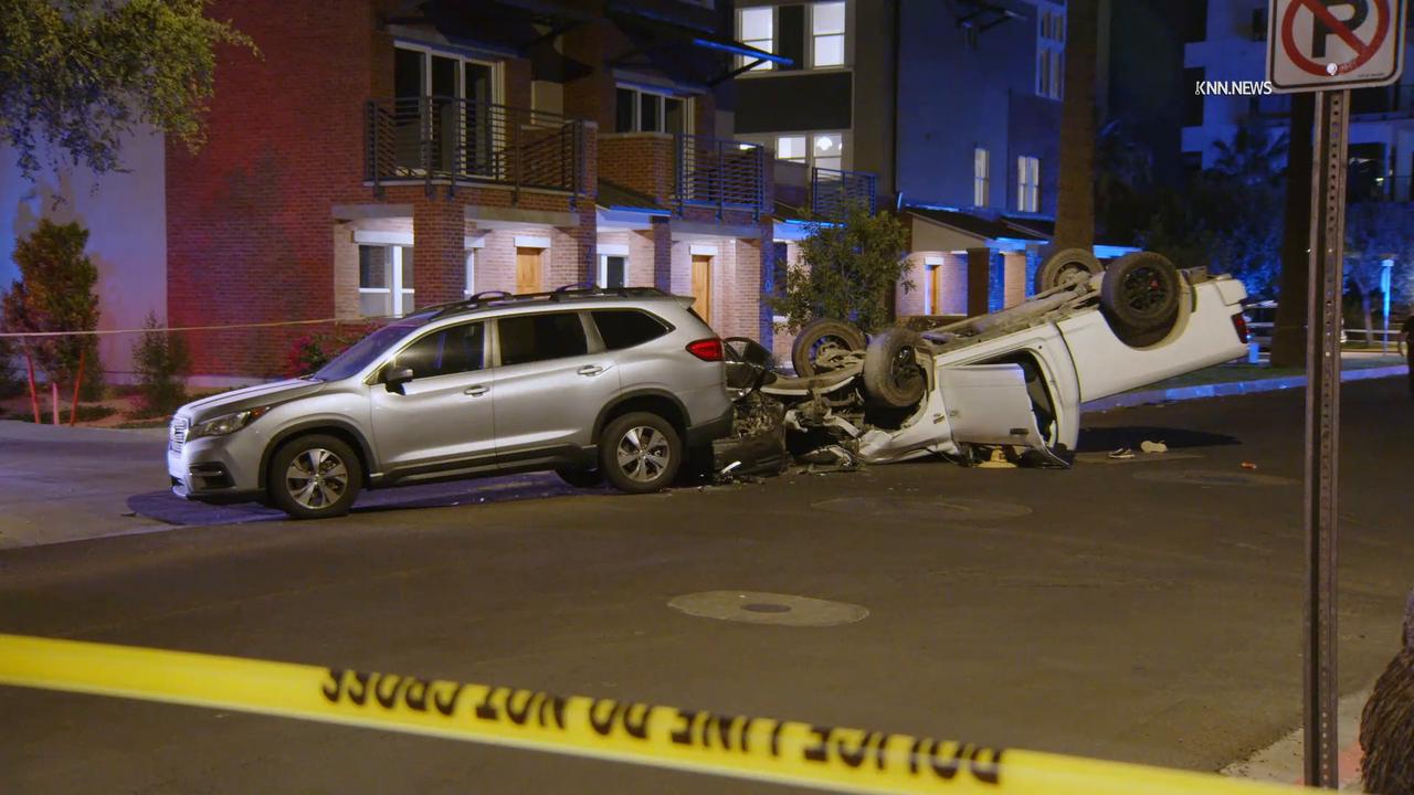 Video thumbnail for US, Phoenix: Downtown Phoenix McKinley Street Rollover Collision.