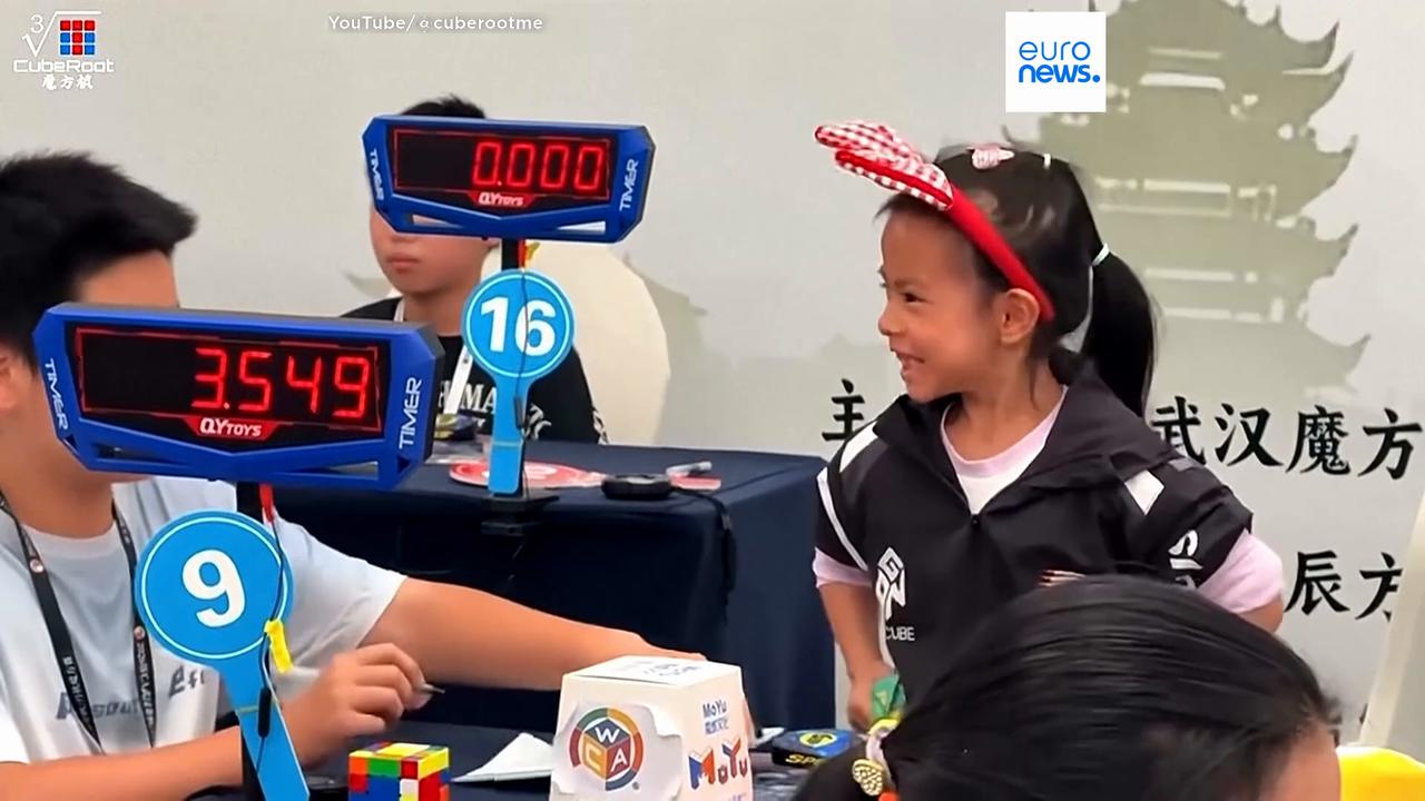 Video thumbnail for Watch: Six-year-old girl breaks women’s Rubik’s Cube world record
