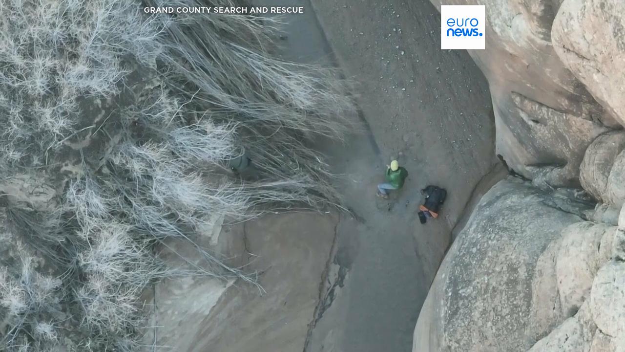 Video thumbnail for Moment hiker rescued from quicksand after activating SOS signal