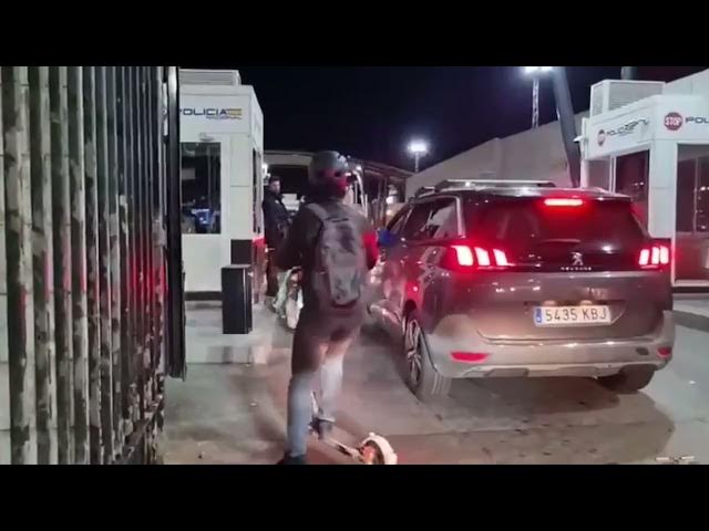 'Video thumbnail for Is this the Spanish police chief at the Gibraltar border drunkenly checking passports?'