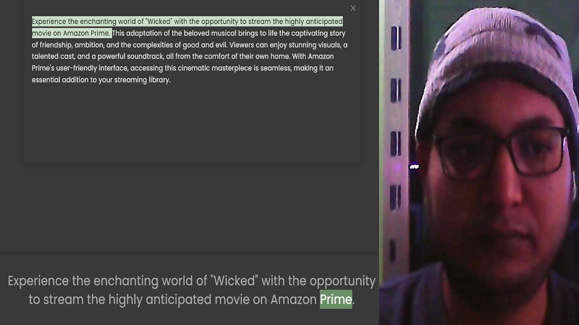 Video thumbnail for Experience the enchanting world of Wicked with the opportunity to stream the highly anticipated movie on Amazon Prime. This adaptation of the beloved musical brings to life the captivating story of friendship, ambition, and the complexiti