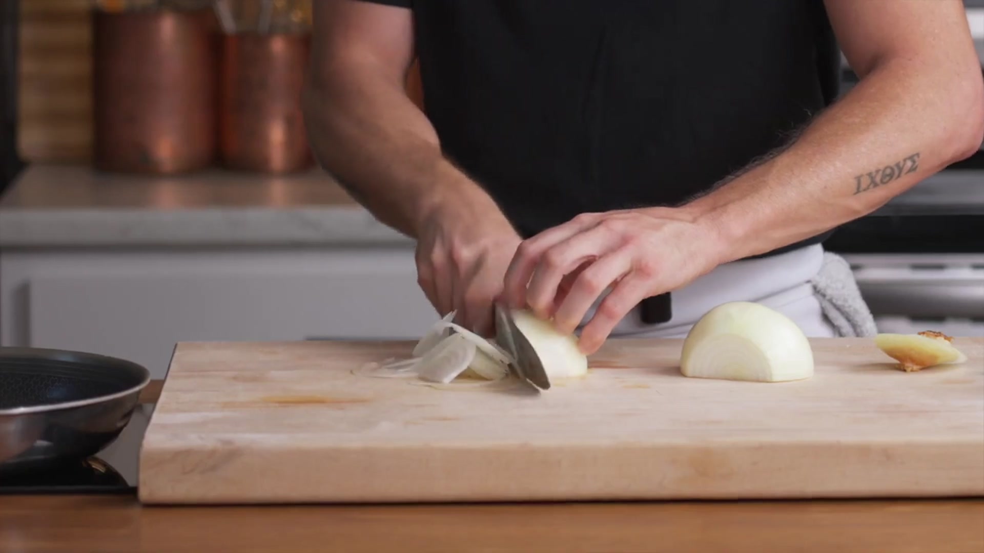 'Video thumbnail for Venison Sirloin, Pumpkin Bread Pudding, & Pear Gastrique'