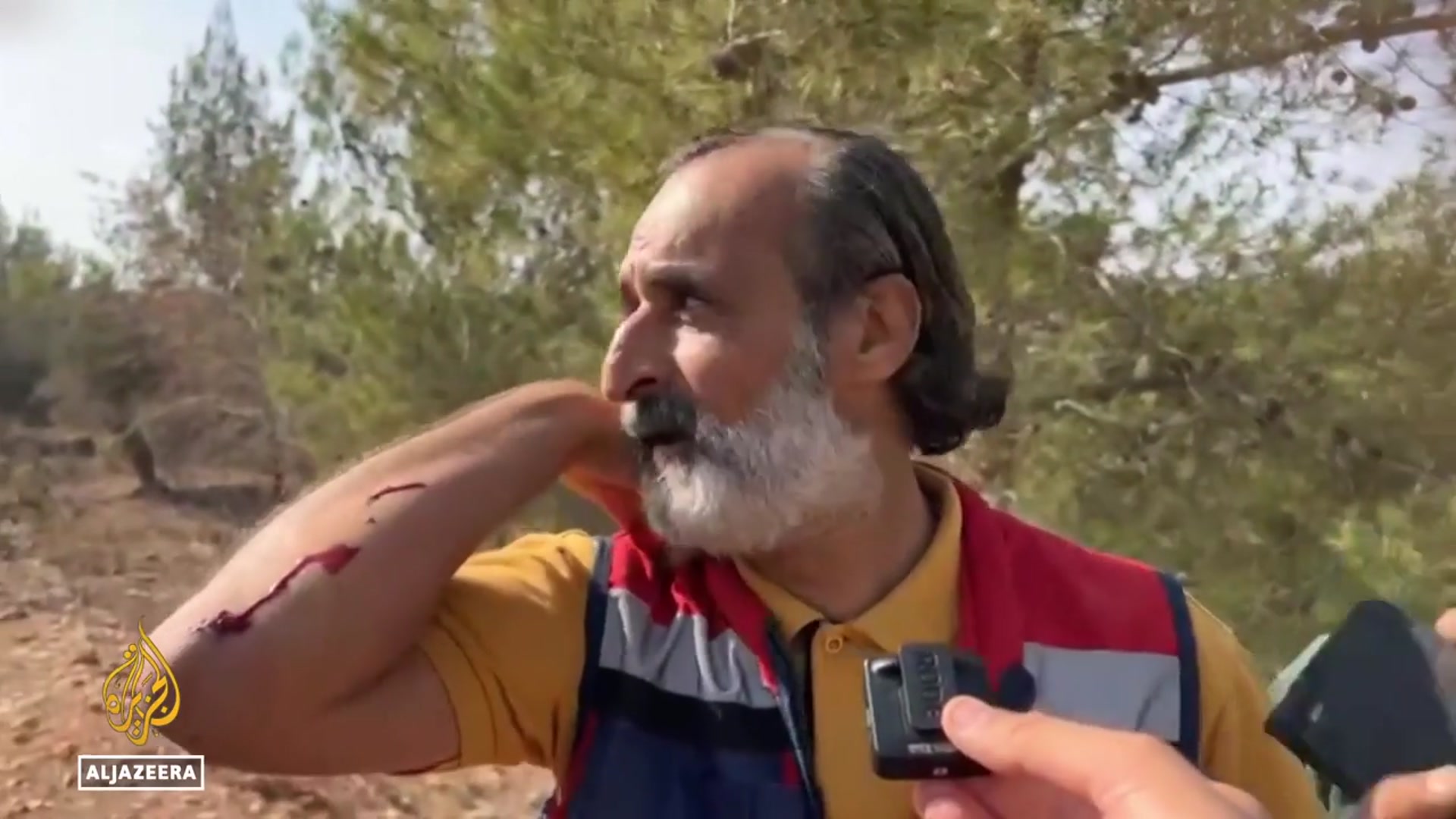 'Video thumbnail for Israeli settlers brutally attack Palestinians, activists, and journalists in West Bank'