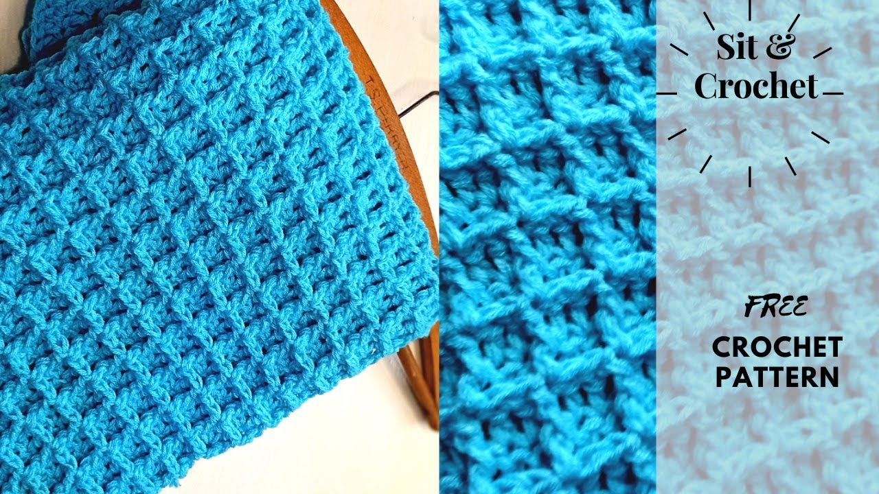 Video thumbnail for Crochet waffle Stitch Baby Blanket Tutorial, DIY Crochet Blanket