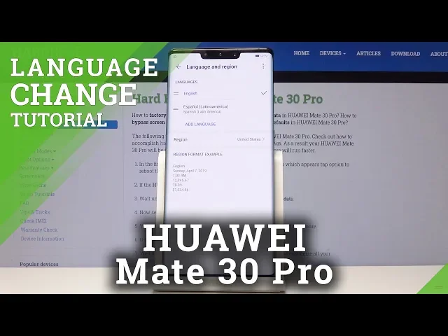 Video thumbnail for How to Change Language HUAWEI Mate 30 Pro - Language Settings