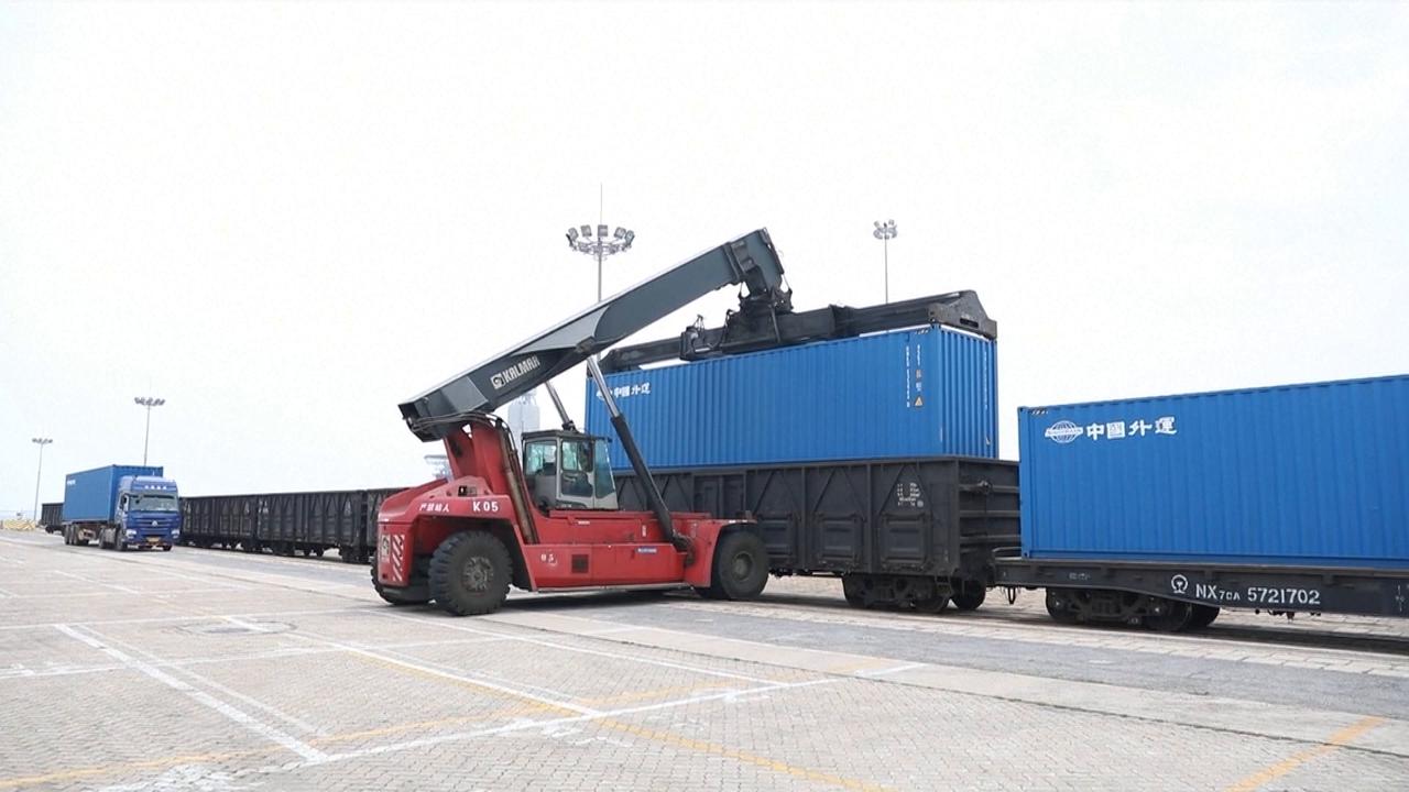 Video thumbnail for China: China officially launches first single-waybill cross-border multimodal transport system.