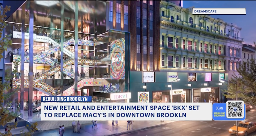 Video thumbnail for Six-story retail and entertainment space set to replace Macy's in Downtown Brooklyn