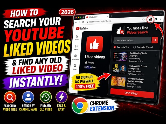 Video thumbnail for How to Search Your YouTube Liked Videos & Find Any Old Liked Video Instantly – Chrome Extension 2026