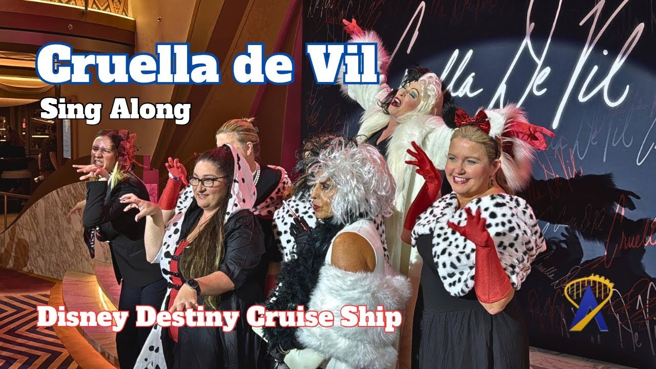 Video thumbnail for Guests Write a New Song for Cruella DeVille on the Disney Destiny Cruise Ship