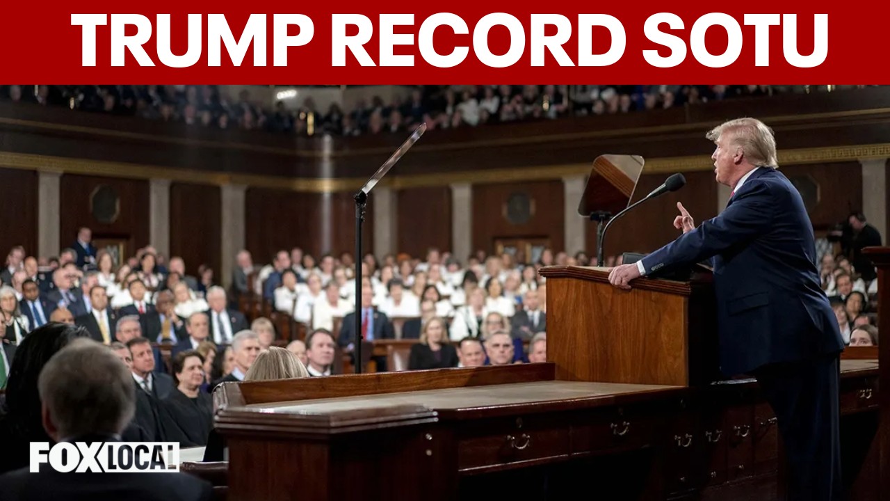 Video thumbnail for President Trump delivers record 1-hour, 47-minute State of the Union