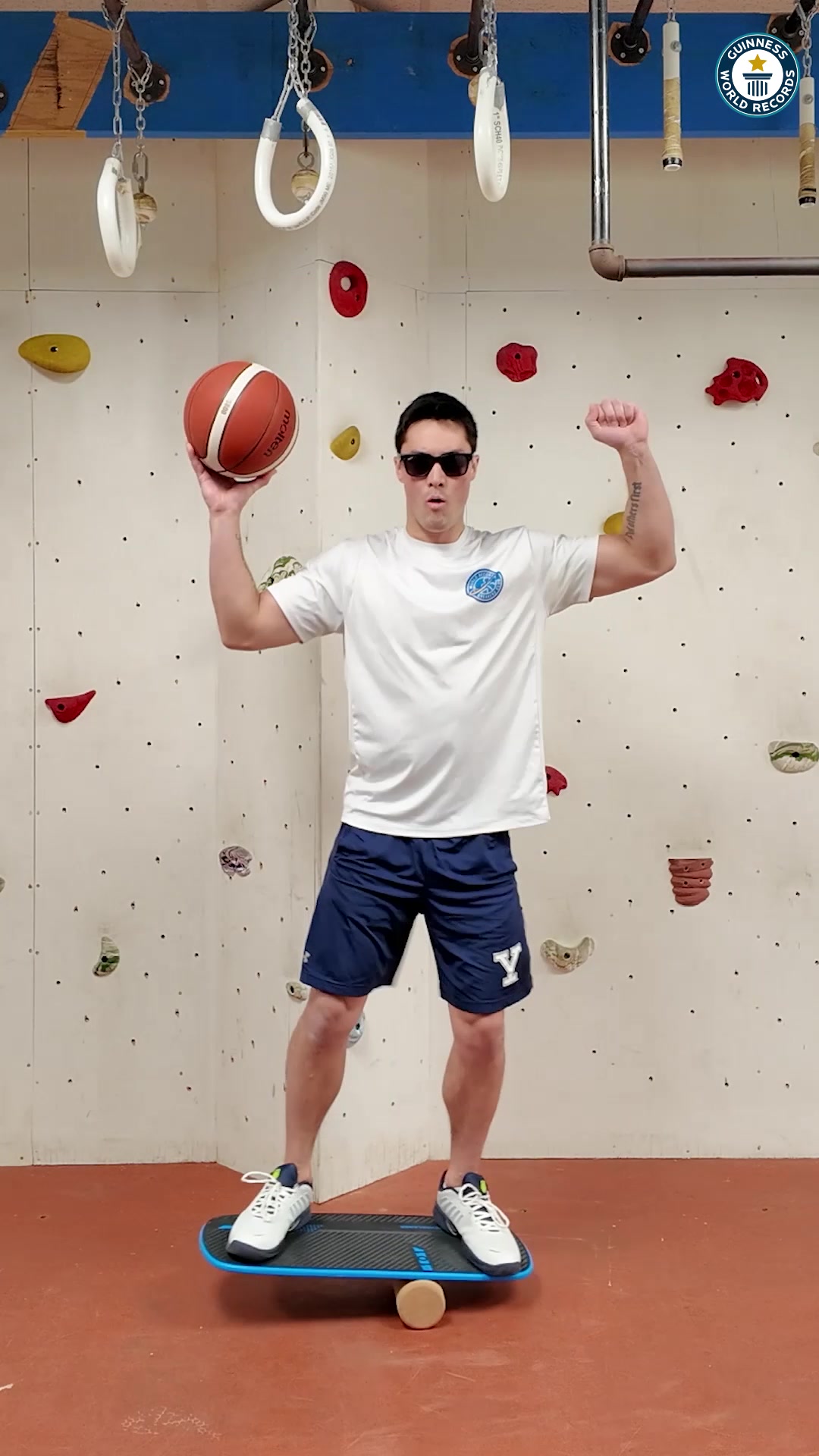 Video thumbnail for Most basketball bounces on a balance board in one minute  120 by Johnny Cruz Buckingham
