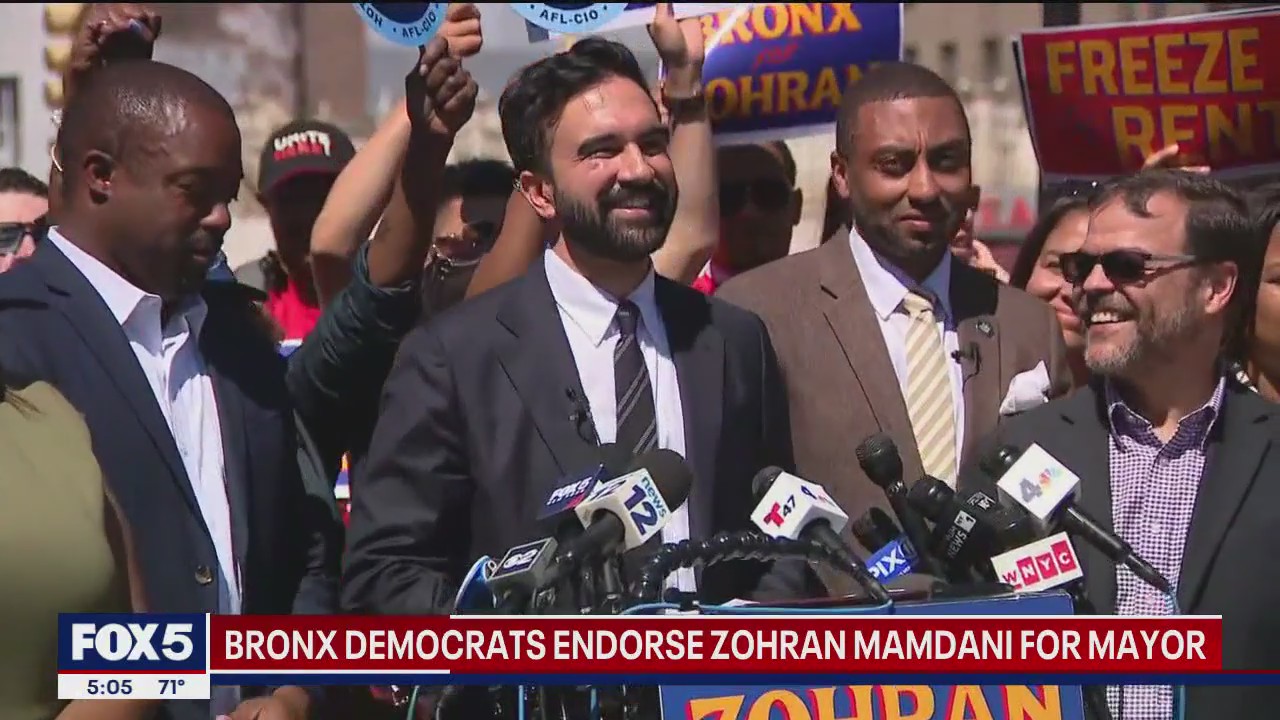 'Video thumbnail for Bronx Democrats endorse Mamdani for NYC mayor'