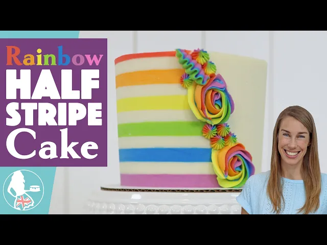 Video thumbnail for Rainbow Half Stripe Cake