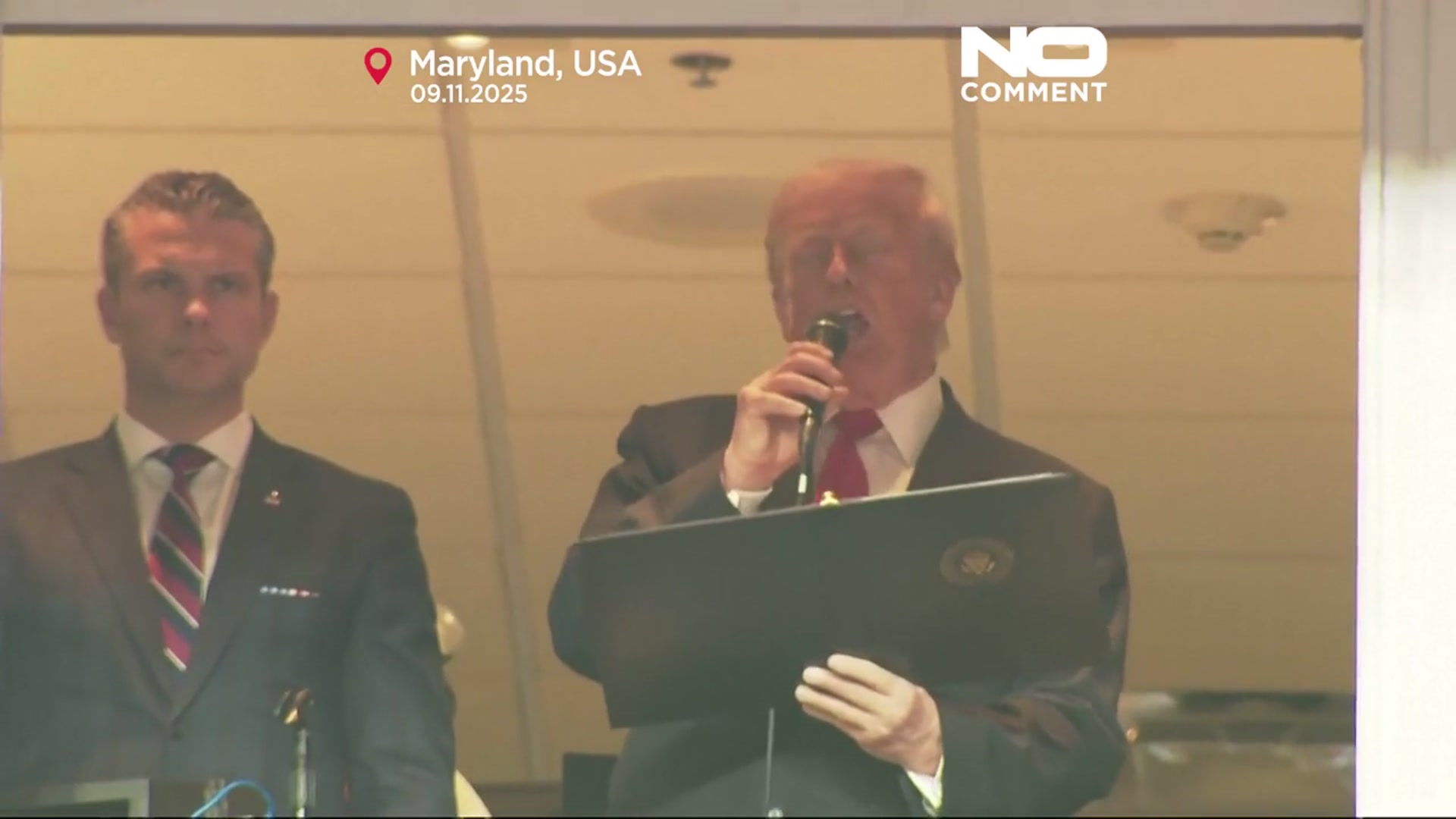 'Video thumbnail for Donald Trump cheered and booed as first sitting US president at regular-season NFL game since 1978'