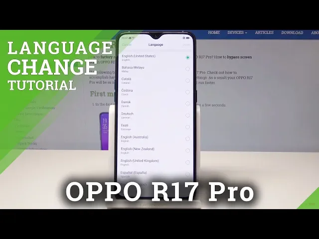 Video thumbnail for How to Change Language in OPPO R17 - Language List