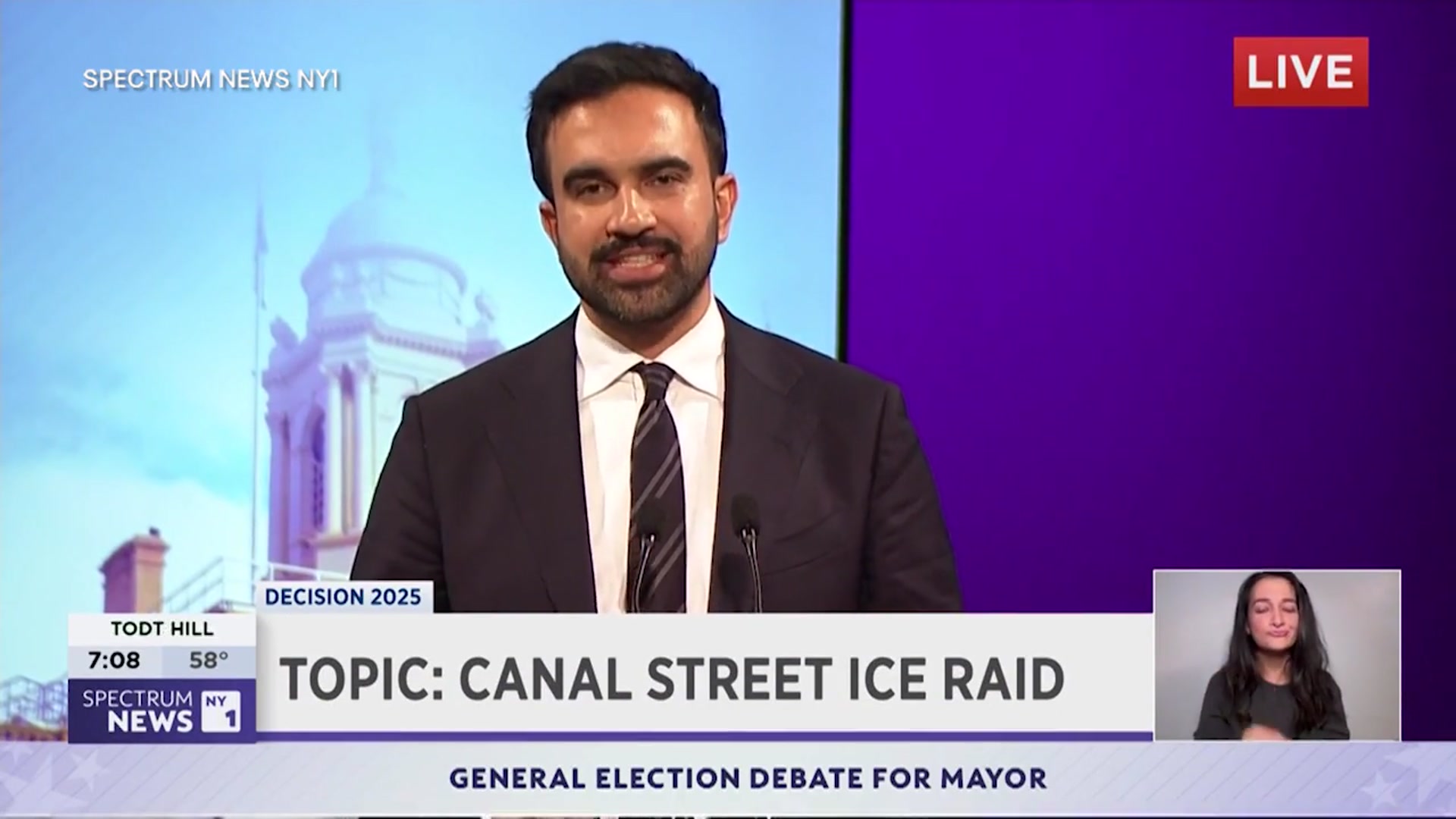 'Video thumbnail for NYC mayoral debate: ICE raid on Canal Street'