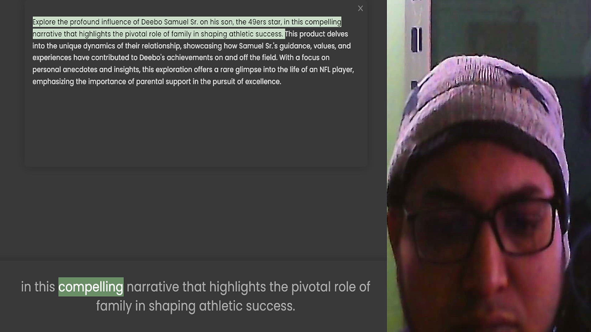 Video thumbnail for Explore the profound influence of Deebo Samuel Sr. on his son, the 49ers star, in this compelling narrative that highlights the pivotal role of family in shaping athletic success. This product delves into the unique dynamics of their rela